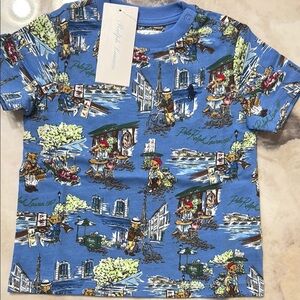Ralph Lauren Blue Short Sleeve Tee with Island Print